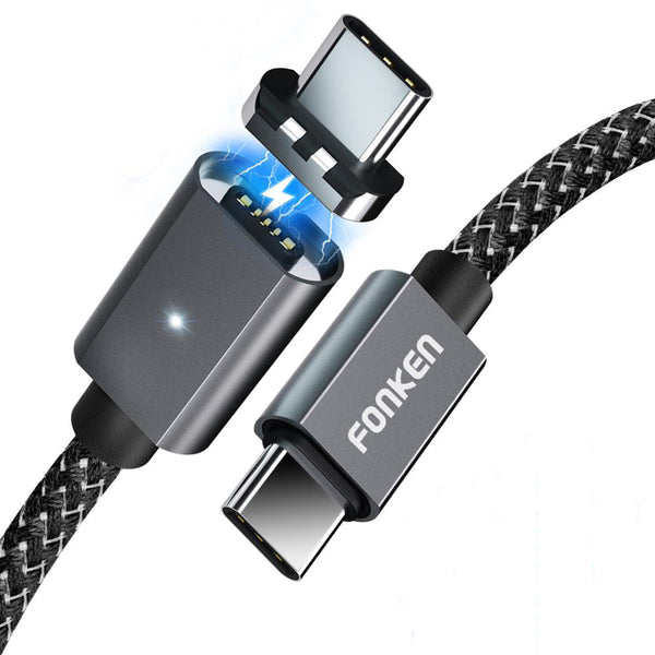 FONKEN 100W 5A PD Type C to Type C Fast Charging Magnetic LED Indicator Data Cable For Laptop Huawei P30 Pro Mate 30 Xiaomi Mi9 9Pro