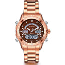 STRYVE S8020 LCD 5ATM Waterproof Week Display Full Steel Fashion Men Dual Display Digital Watch