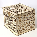 DIY Wedding Gift Cards Box Wooden Money Storage with Lock Decor Supplies