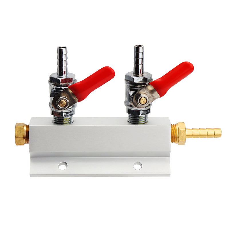 2 Way CO2 Gas Distribution Block Manifold With 7mm Hose Barb Wine Making Tools Draft Beer Dispense
