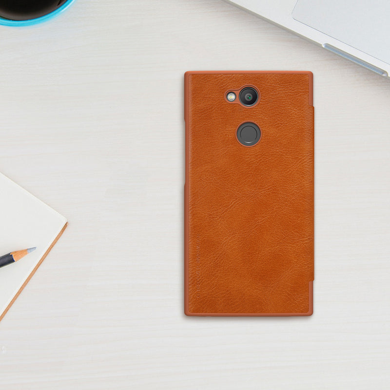 NILLKIN Flip Shockproof Card Slots Holder Full Cover PU Leather PC Protective Case for Sony Xperia L2