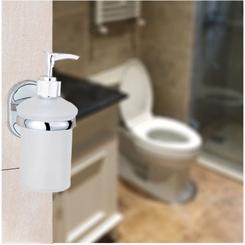 Stainless Steel Wall Mounted Soap Dispenser Holder Shampoo Bottle Frosted Glass