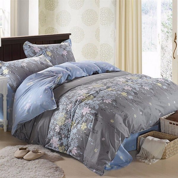 3 Or 4pcs Rosemary Flower Reactive Printing Bedding Sets Pillowcase Quilt Duvet Cover