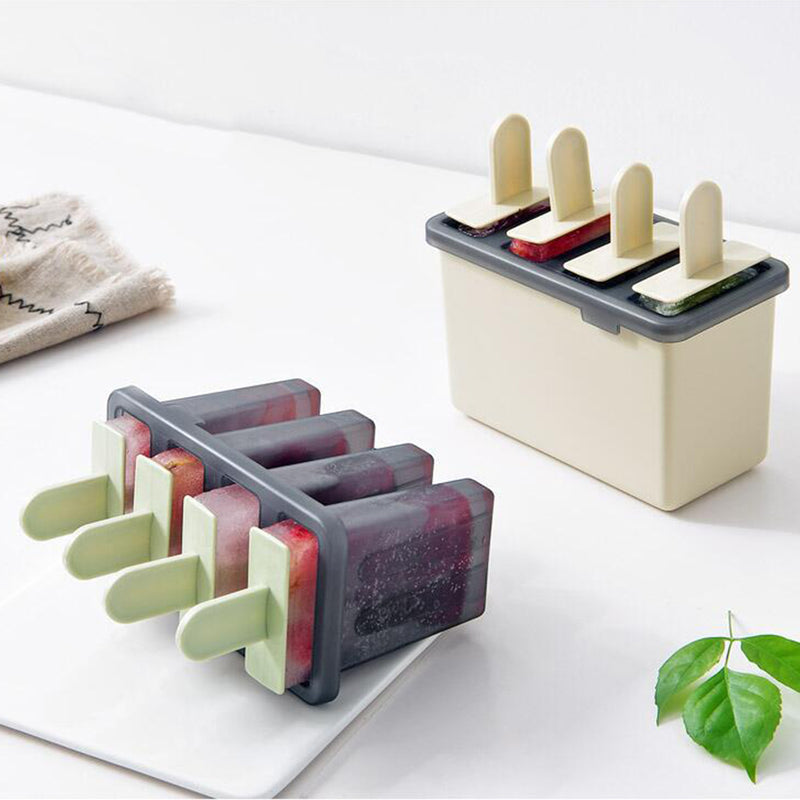 4 Cavity Popsicle Frozen Mould PP Material Cake Baking Mould DIY Ice Cream Mold Decorations
