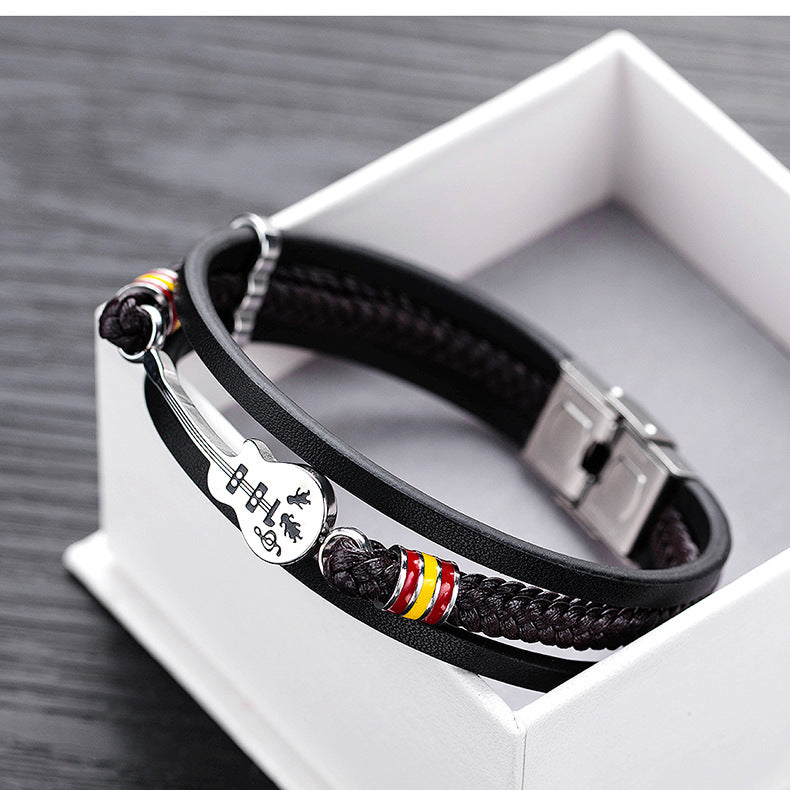 Punk Men's Leather Multi-layer Woven Leather Rope Bracelet