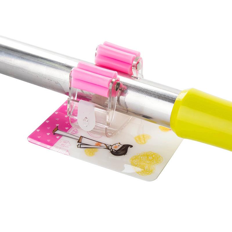 Fixed Clips Toilet Storage Organizer Mop Holder Cleaning Tool Mop Clip Self Adhesive Cartoon Wall Mounted Broom Hanger
