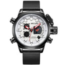 MEGIR 2090 Fashion Men Digital Watch Chronograph Luminous Display Waterproof Leather Strap Dual Display Watch