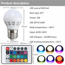 E27 LED RGB Bulb 3W SMD 5630 Color Changing 24 Keys IR Remote Control Globe Light Lamp AC 85-265V