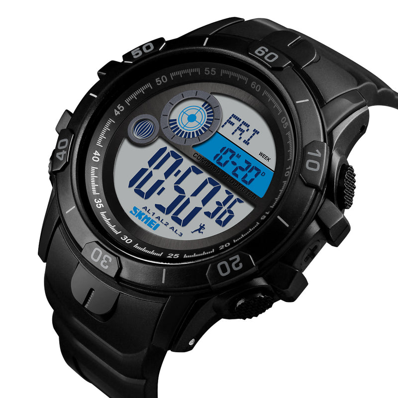 SKMEI 1480 Men Fashion Luminous Display Alarm Clock Compass Calories Distance Modes Smart Digital Watch