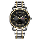 WLISTH Men Full Steel Belt Quartz Watch Business Luminous Waterproof Calendar Casual Wristwatch