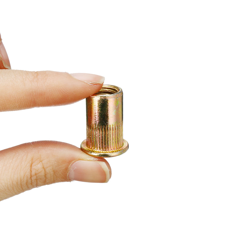 120Pcs Flat Head Insert Rivet Nut Nutsert Mixed Nuts Tool Kit Zinc Plated Carbon Steel Rivet Assortment Set