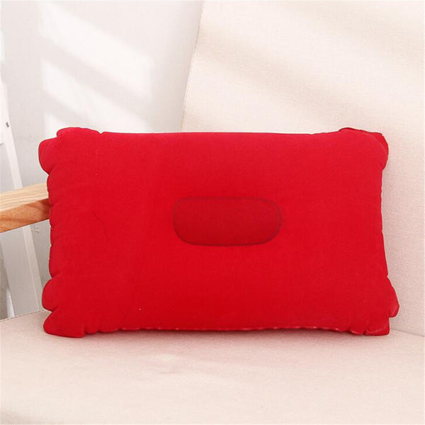 Folding Double Sided Inflatable Pillow Suede Fabric Cushion Camping Home Bedding Decor