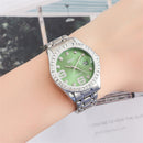 OUBAOER 6093LB Crystal Casual Style Women Wrist Watch Stainless Steel Strap Quartz Watch