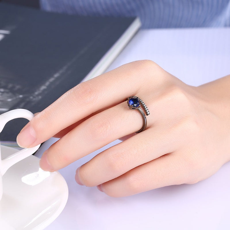 INALIS Fashion Zircon Gun Black Plated Finger Ring Jewelry Gift for Women