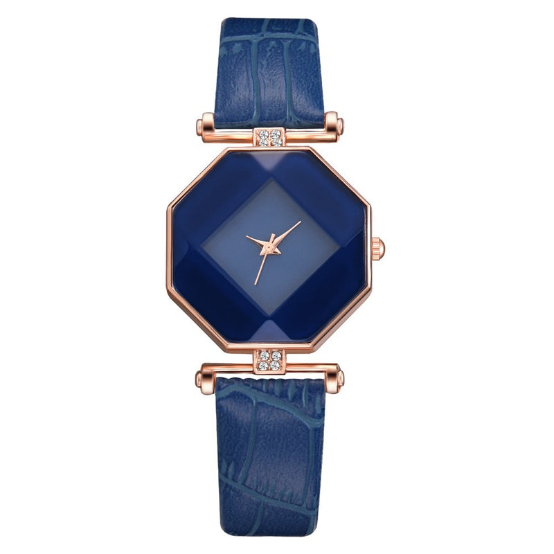 Fahion Diamond Mirror Watch Ladies Dress Ultra-thin Leather Women Quartz Watch