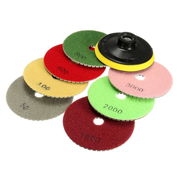 8pcs  4 Inch 50 to 3000 Grit Diamond Polishing Pads for Granite Stone Concrete Marble