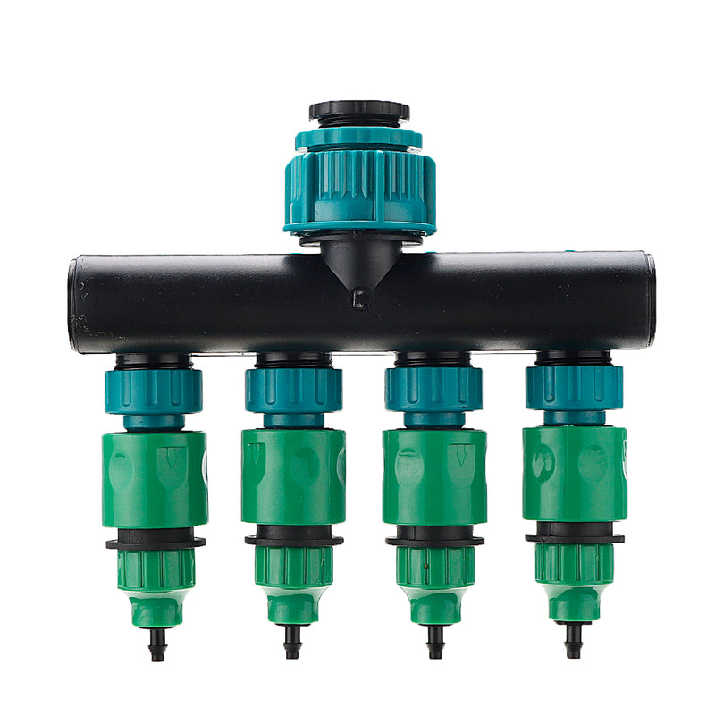 Universal 4 Way Garden Hose Splitter Tap Manifold for 1/2" 3/4" 1" Garden Faucet Shut Off Connector Water Pipe Divider Hose Quick Adapter Outdoor Irrigation