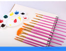 Mrosaa 12Pcs/Set Watercolor Gouache Paint Brushes Different Shape Round Pointed Tip Nylon Hair Painting Brush Set Art Supplies