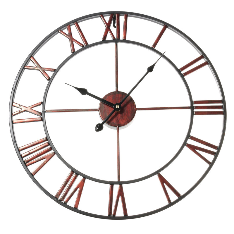 Classic Large Metal Wrought Iron Wall Clock Roman Numerals Steampunk Home Decor