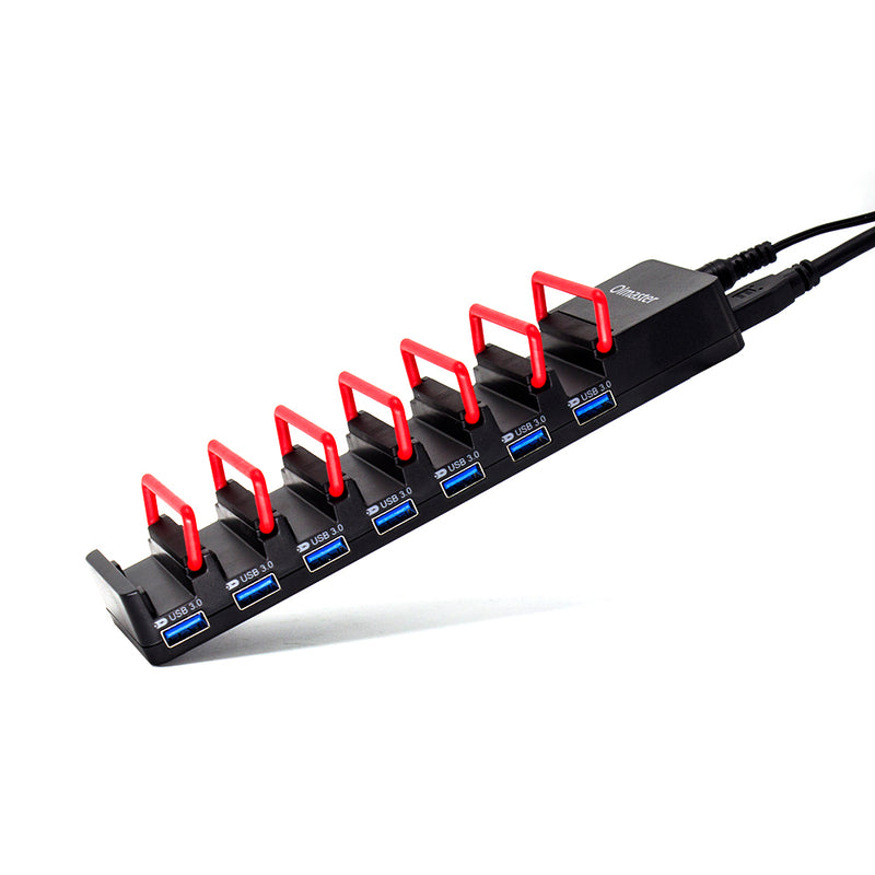 OImaster HY-HB8727U3-B 7 Ports Adapter USB3.0 5Gbps with Phone Holder Connector USB Hub for PC Laptop