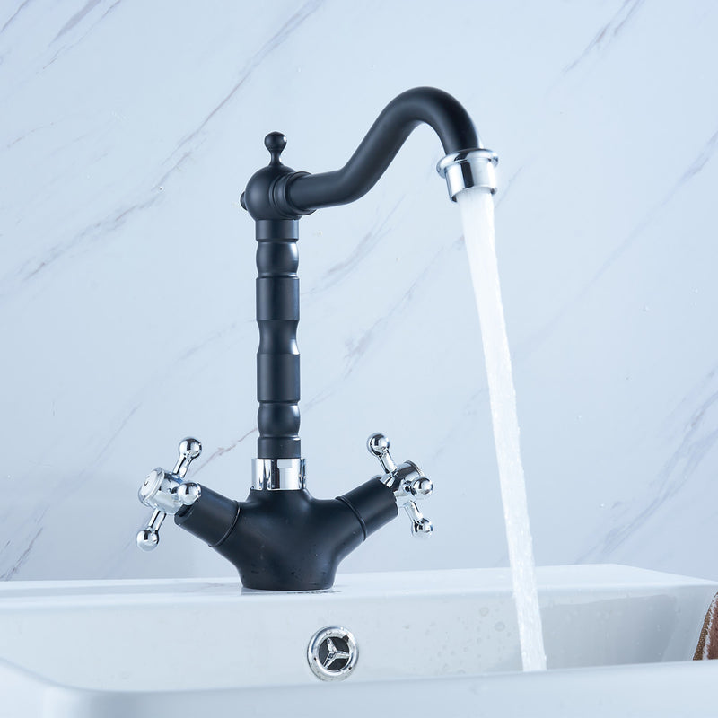 Brass Kitchen Sink Faucet Bathroom Basin Hot & Cold Water Mixer Tap Double Handle