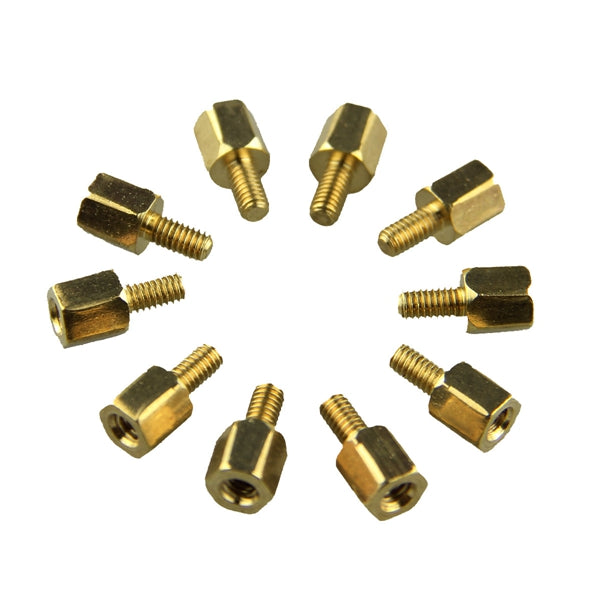 200pcs DIY Project M2.5 x 5 + 5mm Hex Brass Standoff Spacers Copper Pillar For PCB Board