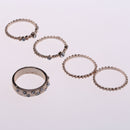 Rose Gold Stackable Ring Set Metal Geometric Rhinestone Inlay Ring