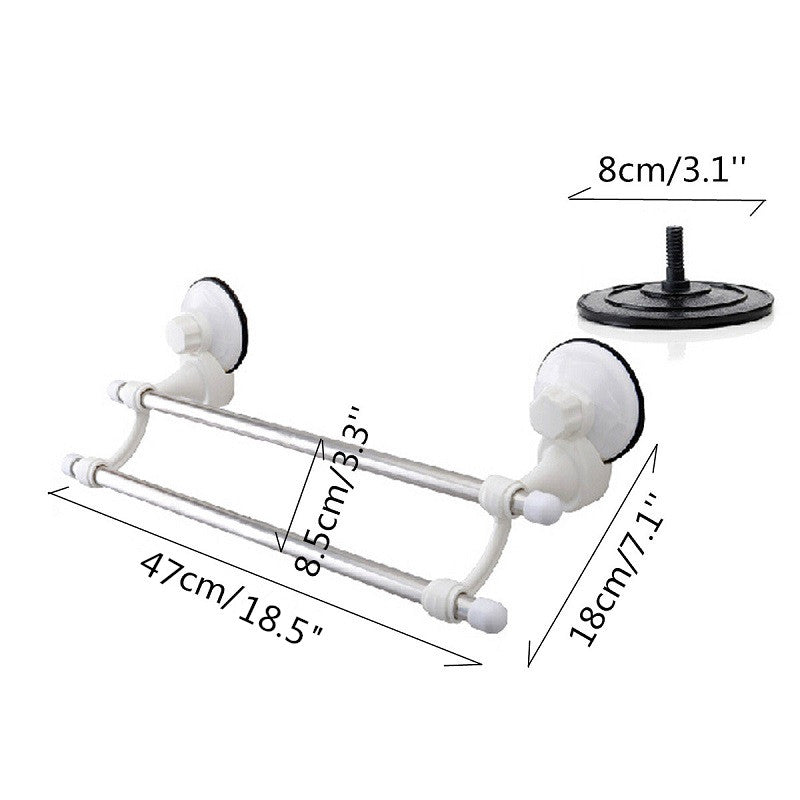 Bathroom Double Deck Towel Rack Clothes Storage Holder With Suction Cup