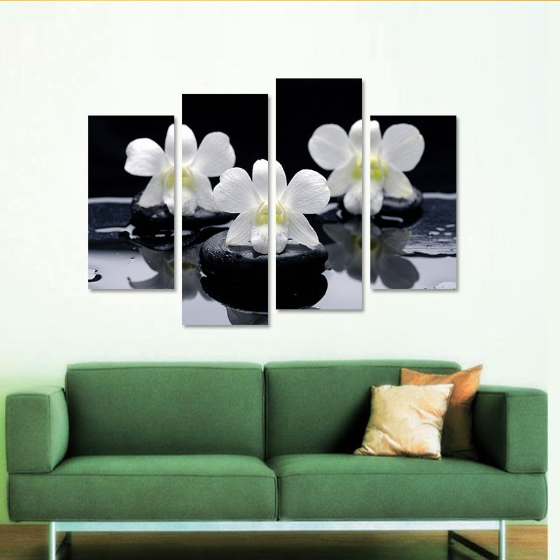 Miico Hand Painted Four Combination Decorative Paintings Three Flowers Wall Art For Home Decoration