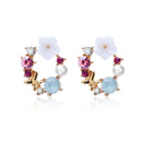 Sweet Elegant Flower Earring Rhinestone Pearl Ear Stub Round Shape Earrings