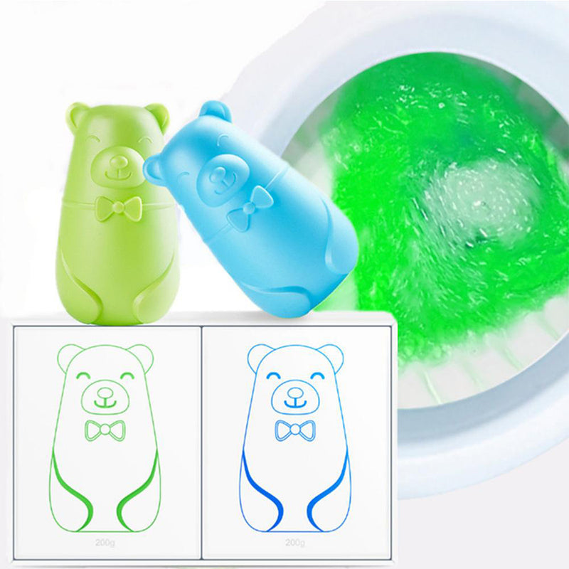Automatic Cute Bear Toilet Cleaner Magic Automatic Flush Toilet Cleaner Helper Blue Bubble Cleaning Deodorizes Built-in Toilet Tank Deodorizer