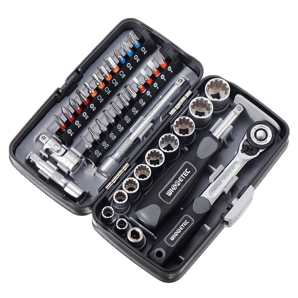 38PCS S2 Mini Ratchet Wrench Socket Screwdriver Screw Driver Set 1/4 Socket Hex Torx Slot Bit Bike Hosehould Repair Tool