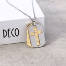 Classic Cross Pendant Necklace Stainless Steel Hang Tag Chain Necklace for Men