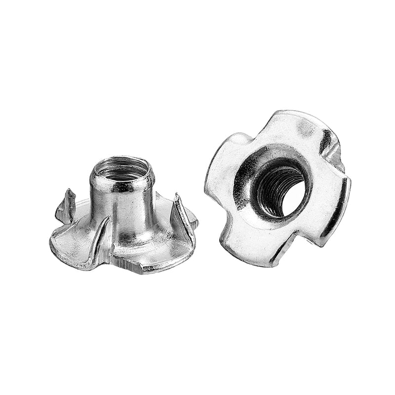 50Pcs Suleve CSTN2 Four Prong T Nut Insert Carbon Steel Zinc Plated For Wood M3/M4/M5/M6/M8/M10/M12