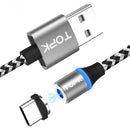 TOPK 2A Type C LED Magnetic Fast Charging Data Cable 3.28ft/1m for Xiaomi Mi A2 Pocophone F1