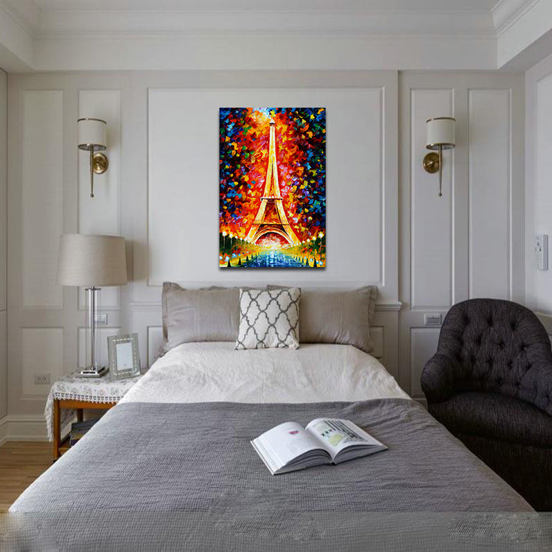 Miico Hand Painted Oil Paintings Eiffel Tower Scenery Wall Art For Home Decoration