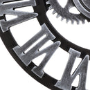 3D Gear Large Wall Clock Vintage Retro Roman Numerals Silent Sweep Non-ticking