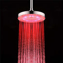 LED Temperture Control Shower Head Water Plating Finished Wall Mount 8 inch Rainfall Round Showerhea