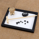 Mini Relax Peace Meditation Kit Yoga Office Feng Shui Sand Pebble Rack Table Top Decor Gift