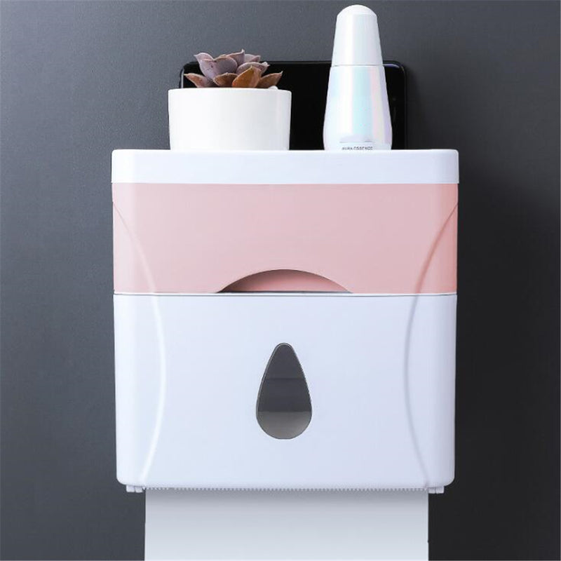 21.5*11.9*13.3cm Creative Plastic Bath Wall Mounted Paper Shelf Holder Storage Box Toilet Tissue Dispenser