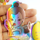 28pcs Cartoon Colourful Reflection DIY Laser Stickers For Suitcase Skateboard Laptop Luggage Sticker