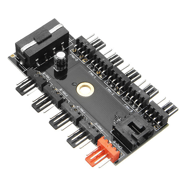 5pcs 12V 10 Way 4pin Fan Hub Speed Controller Regulator For Computer Case With PWM Connection Cable