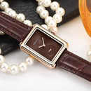 REBIRTH RE203 Square Dial Women Wrist Watch Elegant Design Leather Band Quartz Watches