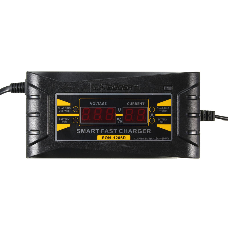 Digital LCD 12V 6A Smart PWM Lead Acid Battery Charger Cable For Car Motorcycle