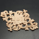 Wood Carving Applique Unpainted Onlay Flower Pattern Door Furniture Cabinet Decal Decor