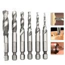 Drillpro DB-C4 HSS 1/4 Inch Hex Shank Combination Metric Drill Tap Bit M3/M4/M5/M6/M8/M10