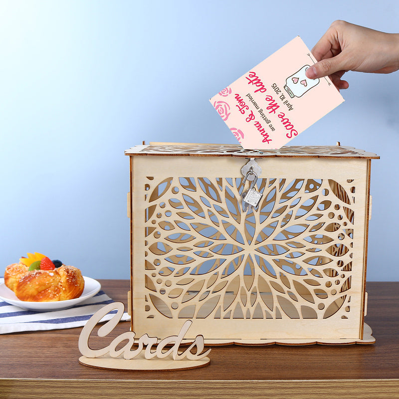 Wooden Wedding Card Box Collection Gift Card Post Boxes Weddings Decor With Lock