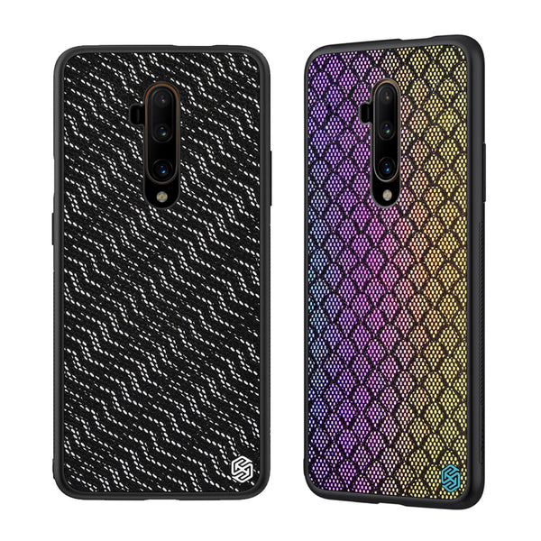 For OnePlus 7T Pro Case NILLKIN Luxury Luster Twinkle Shield Woven Polyester + PU Leather Hard Back Protective Case