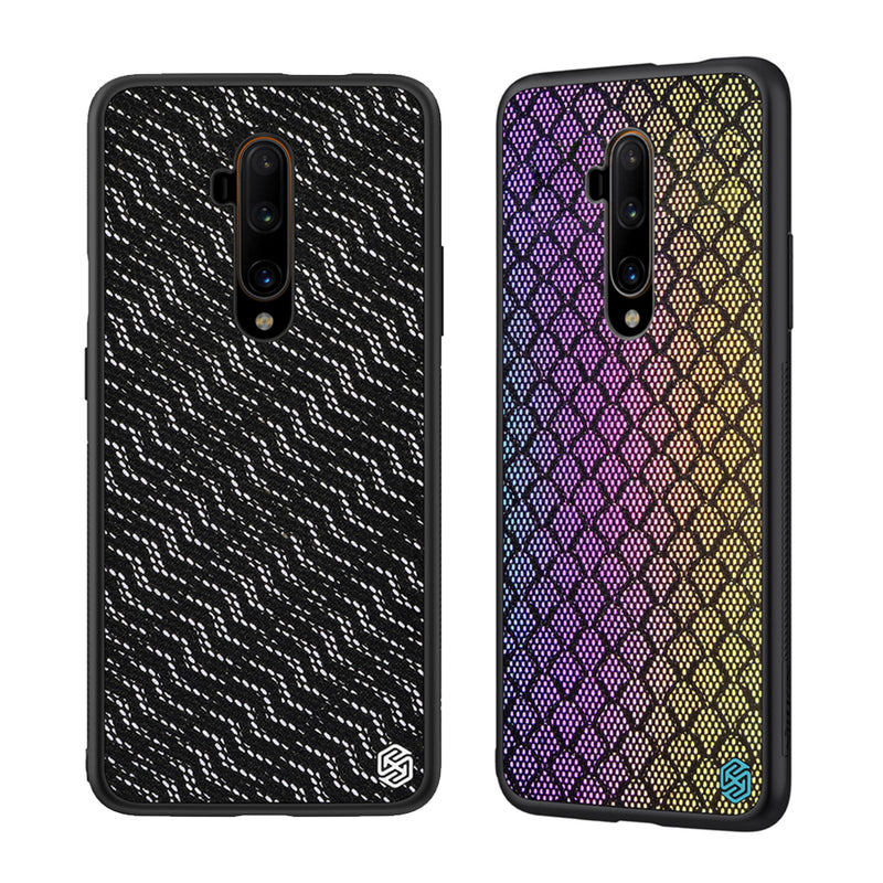 For OnePlus 7T Pro Case NILLKIN Luxury Luster Twinkle Shield Woven Polyester + PU Leather Hard Back Protective Case