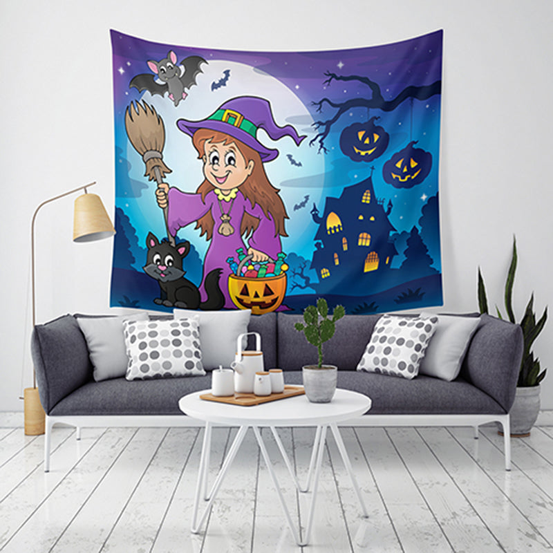 Loskii LWG6 Halloween Tapestry Pumpkin Print Wall Hanging Tapestry Art Home Decor For Halloween Decorations